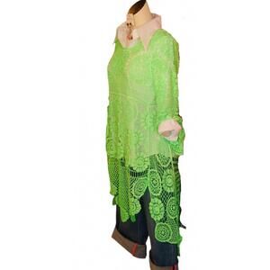NEW YOLLY women's cali crochet cover ups in neon green
